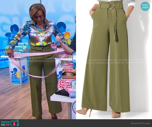 WornOnTV: Robin’s green belted pants on Good Morning America | Robin ...