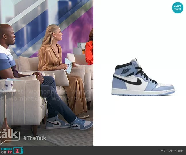 Nike Air Jordan 1 Retro High OG in University Blue worn by Akbar Gbajabiamila on The Talk