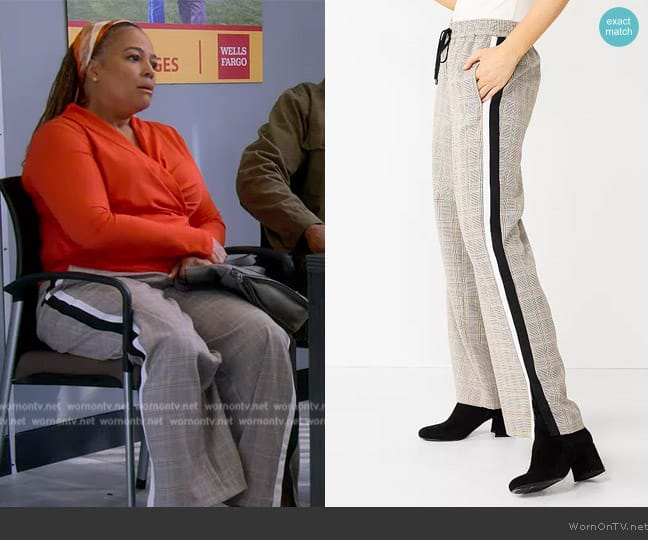 Nine West Nine West Side-Stripe Wide-Leg Pants worn by Regina Upshaw (Kim Fields) on The Upshaws