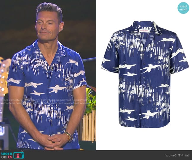 Orlebar Brown Hibbert Graphic-Print Shirt worn by Ryan Seacrest on American Idol