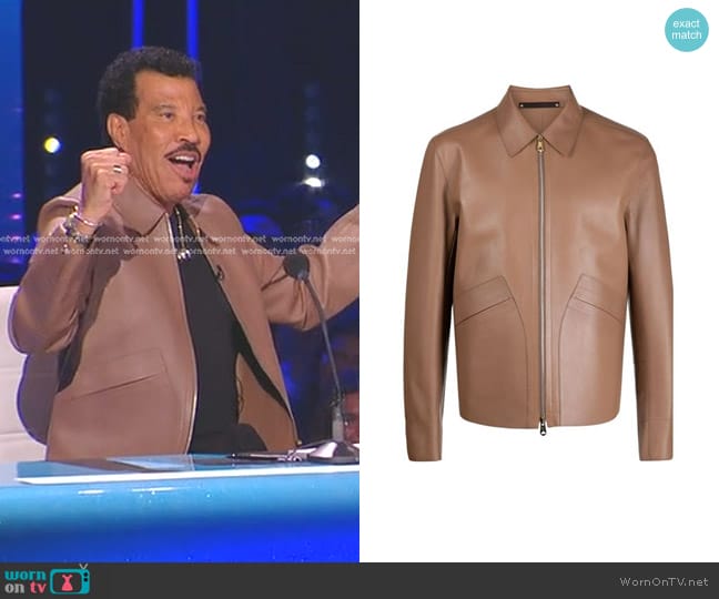 Paul Smith Long Sleeved Lambskin Shirt in Brown worn by Lionel Richie on American Idol