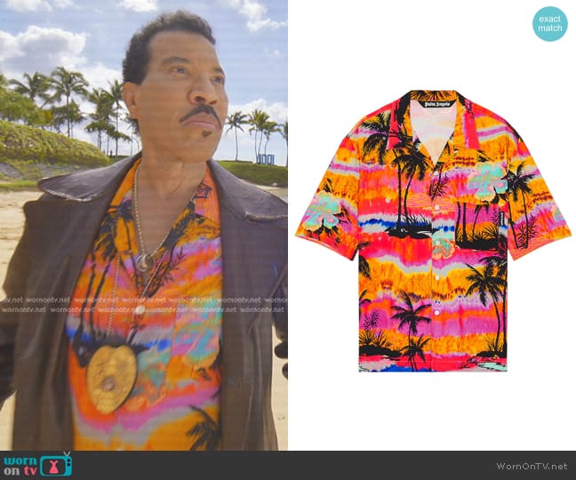 Palm Angels Psychedelic Palms Bowling Shirt worn by Lionel Richie on American Idol