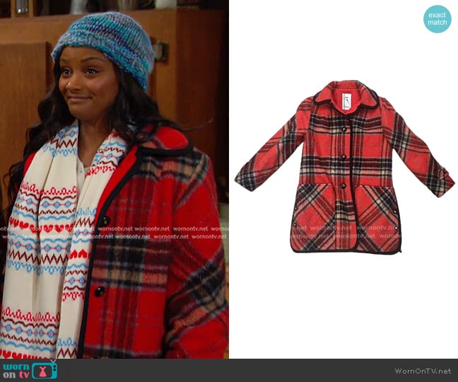 Penguin M. Liman Co Vintage Plaid Wool Jacket worn by Chanel Dupree (Raven Bowens) on Days of our Lives