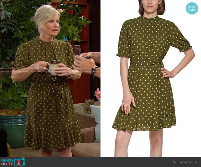 Tommy Hilfiger Polka Dot Mock Neck Dress worn by Kayla Brady (Mary Beth Evans) on Days of our Lives