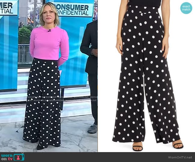 Eliza J Polka Dot Wide Leg Crepe Pants worn by Dylan Dreyer on Today