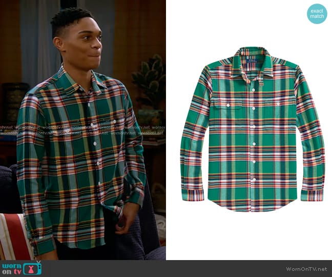 Polo Ralph Lauren Lightweight Cotton Button-Up Shirt worn by Tristan (Paul-Mikél Williams) on The Upshaws