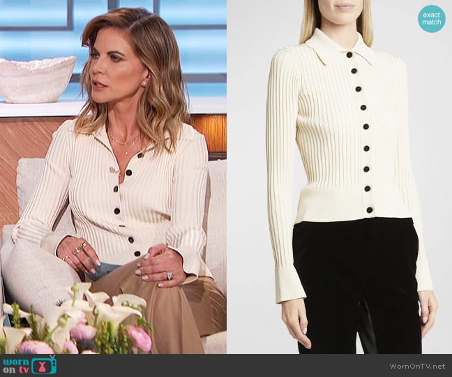 Proenza Schouler Carla Rib Collared Sweater worn by Natalie Morales on The Talk