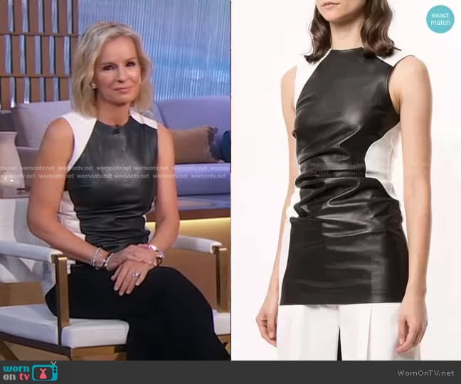 Proenza Schouler Ruched Leather Sleeveless Top worn by Dr. Jennifer Ashton on Good Morning America