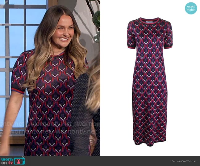 Rabanne Short-sleeve graphic-print dress worn by Camilla Luddington on The Talk