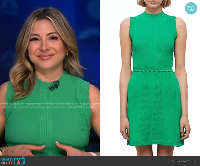 The Kooples Romantic Mixed Knit Dress in Green worn by Silvana Henao on NBC News Daily