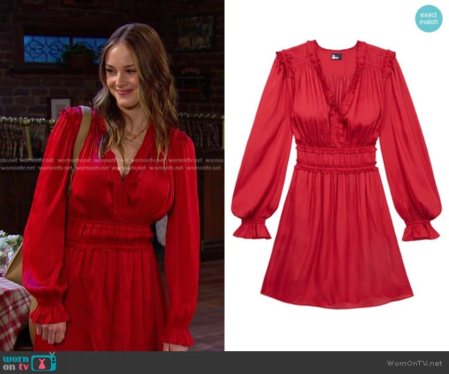 The Kooples Ruffled Long Sleeve Dress worn by Stephanie Johnson (Abigail Klein) on Days of our Lives