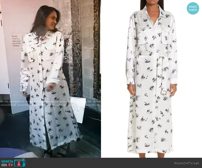 Sies Marjan Printed Satin Midi Belted Shirtdress worn by Donna Farizan on Today