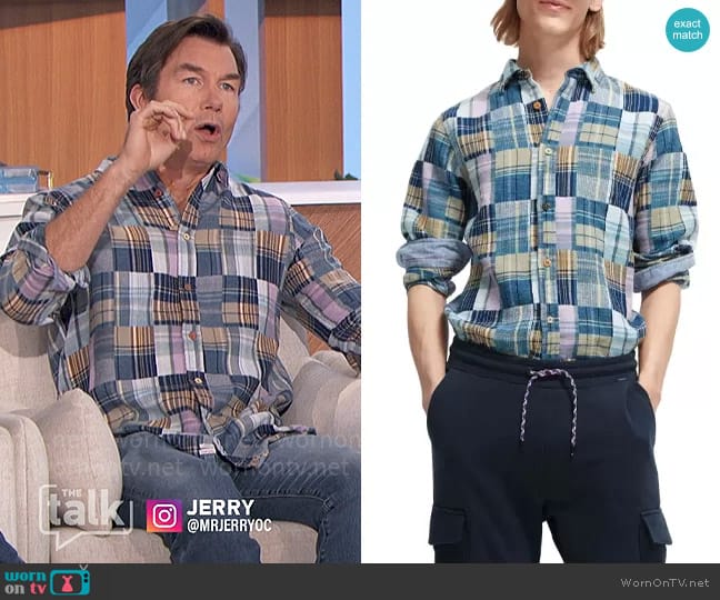 Scotch & Soda Plaid Cotton Flannel Button-Up Shirt worn by Jerry O'Connell on The Talk