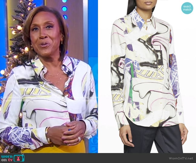 Stella McCartney Slim Printed Shirt worn by Robin Roberts on Good Morning America