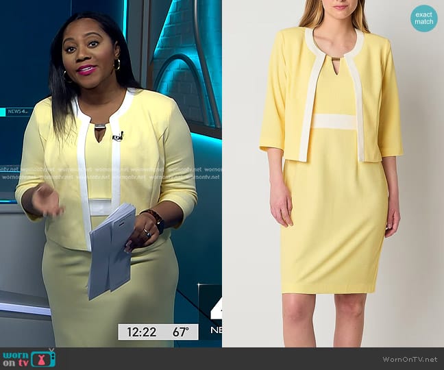 Studio One Keyhole Banded Waist Dress with Matching Jacket worn by Kay Angrum on NBC News Daily