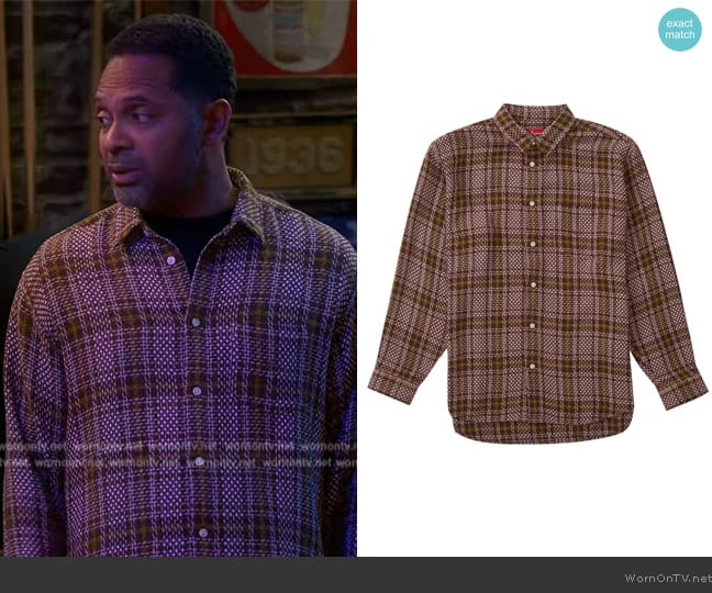 Supreme Basket Weave Plaid Shirt worn by Bernard Upshaw (Mike Epps) on The Upshaws