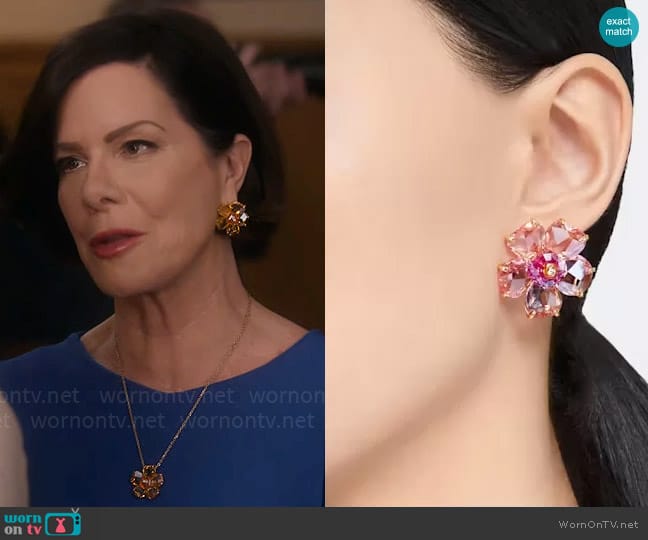 Swarovski Florere stud earrings worn by Margaret Wright (Marcia Gay Harden) on So Help Me Todd