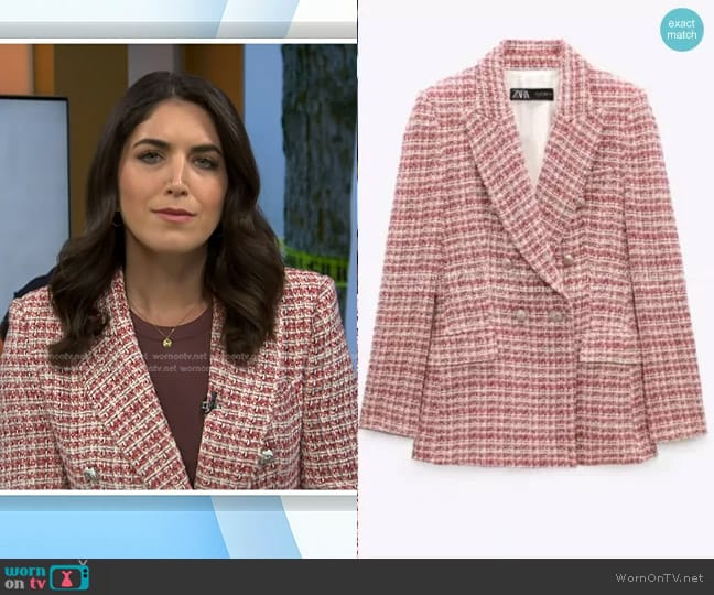 Zara Tailored Double-Breasted Blazer worn by Liz Kreutz on Today