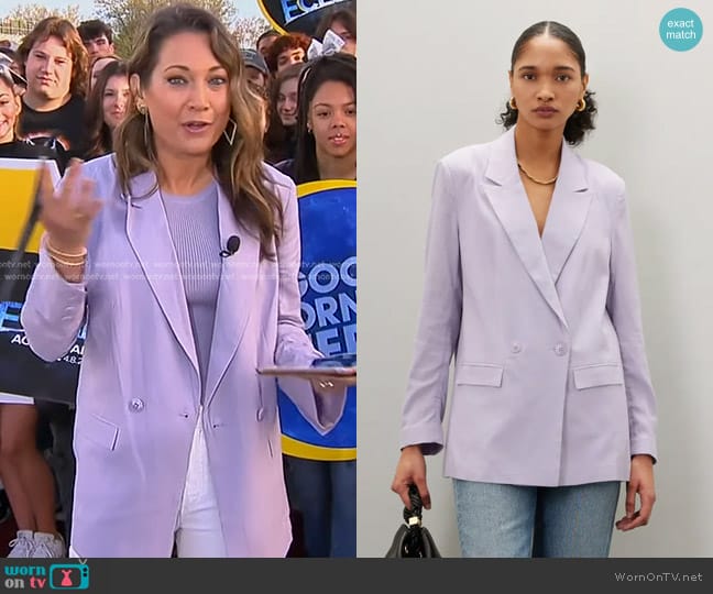 Thakoon Collective Linen Blazer worn by Ginger Zee on Good Morning America