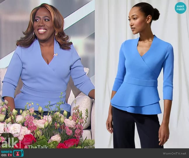 The Fold London Lamont Top in Cornflower Blue worn by Sheryl Underwood on The Talk