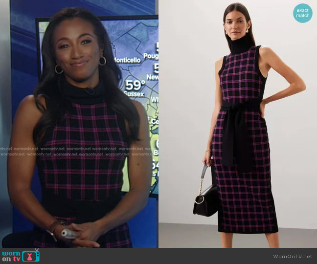 Toccin Plaid Knit Midi Dress worn by Brittany Bell on Good Morning America