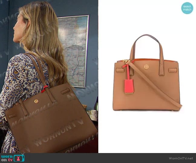 Tory Burch Walker Satchel Tote worn by Sloan Peterson (Jessica Serfaty) on Days of our Lives