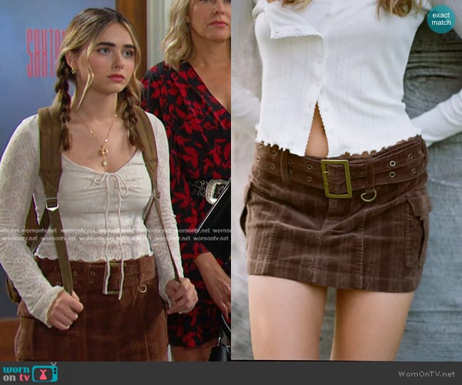 WornOnTV: Holly’s white lace top and corduroy mini skirt on Days of our ...