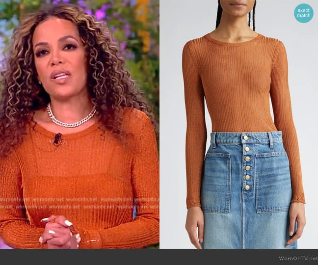 Ulla Johnson Diana Metallic Rib Top worn by Sunny Hostin on The View