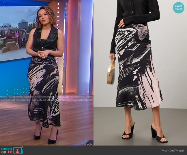 Untitled in MotionLelaki Midi Skirt worn by Eva Pilgrim on Good Morning America