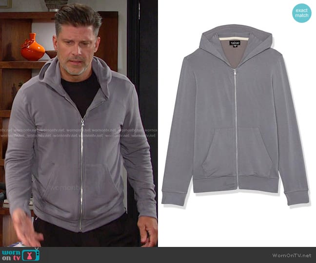 Velvet by Graham & Spencer Rodan Zip Up Fleece Hoodie in Haze worn by Eric Brady (Greg Vaughan) on Days of our Lives