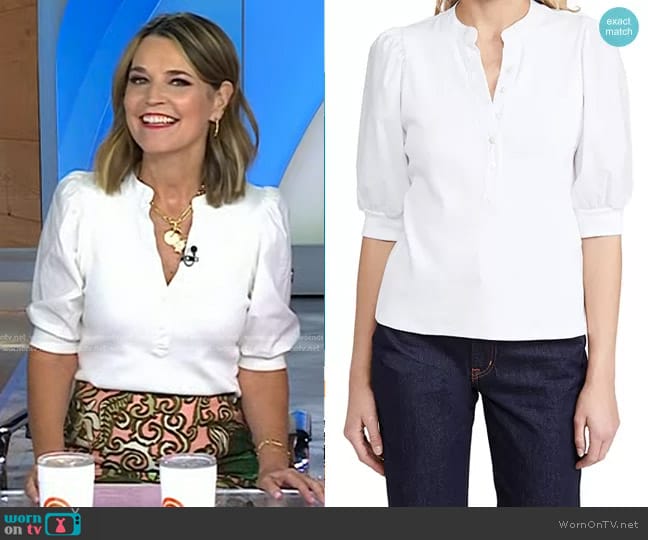 Veronica Beard Coralee Top worn by Savannah Guthrie on Today