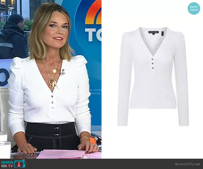 Veronica Beard Dekalb Top in White worn by Savannah Guthrie on Today