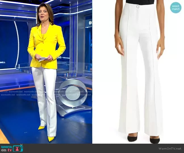 Veronica Beard Judy Flare Hem Pants worn by Norah O'Donnell on CBS Evening News