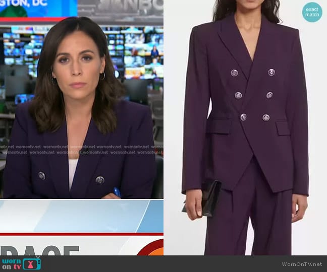 Veronica Beard Miller Dickey Jacket in Dark Aubergin worn by Hallie Jackson on Today