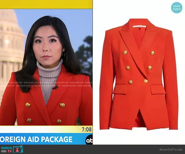 Veronica Beard Miller Dickey Jacket in Flame Red worn by Selina Wang on Good Morning America