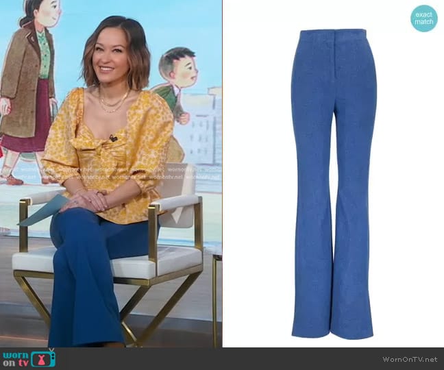 Veronica Beard Royce Stretch Cotton Pants worn by Eva Pilgrim on Good Morning America