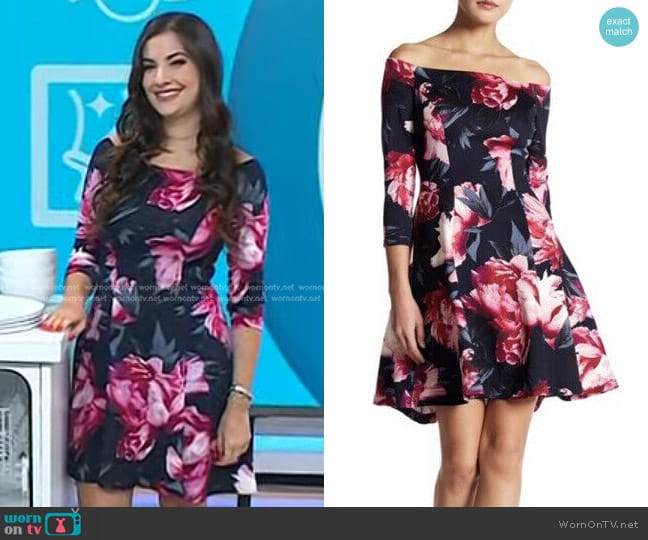 Vince Camuto Floral Off Shoulder Scuba Dress worn by Jessica Teich on Today