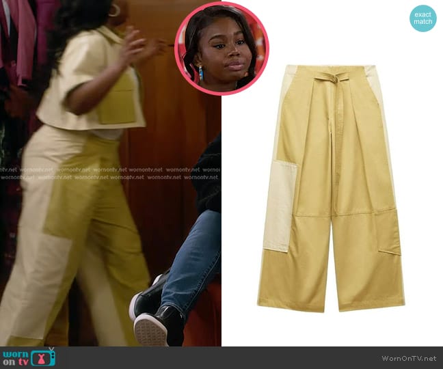 Zara Carrot Fit Trousers with Pockets worn by Savannah (Daria Johns) on The Upshaws