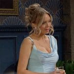 Abby’s light blue draped front goown on The Young and the Restless