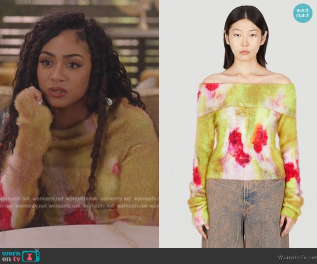 Acne Studios Fuzzy Knit Sweater worn by Patience (Chelsea Tavares) on All American