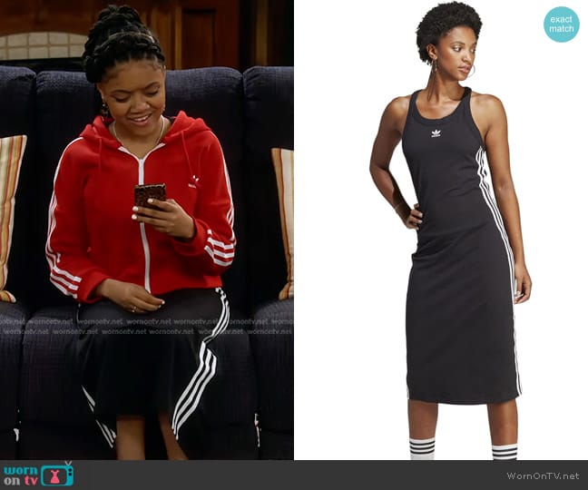 Adidas Adicolor Classics 3-Stripes Long Tank Dress worn by Aaliyah Upshaw (Khali Spraggins) on The Upshaws