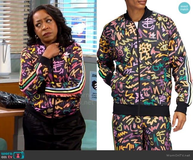 Adidas x Kris Andrew Love Unites Track Jacket worn by Tina Butler (Tichina Arnold) on The Neighborhood