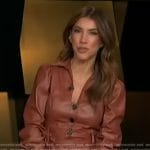 Adrianna Costa's brown leather button down dress on Access Hollywood