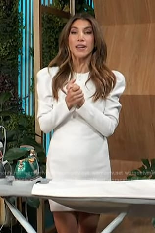 Adrianna Costa’s white puff sleeve dress on Access Hollywood