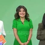 Adrianna’s green tie waist collared dress on Today