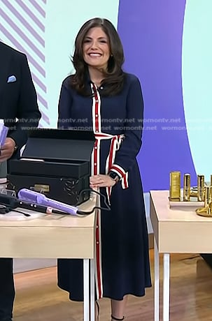 Adrianna's navy striped trim shirtdress on Today