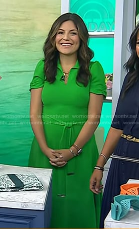 Adrianna's green tie waist collared dress on Today