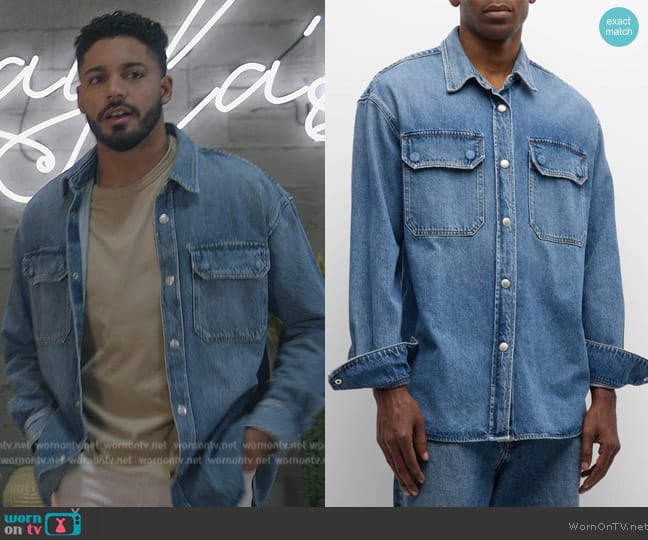 Agolde Camryn Snap-Front Denim Shirt worn by Jordan Baker (Michael Evans Behling) on All American