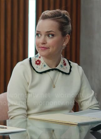 Ainsley’s sweater with floral embroidered collar on Loot