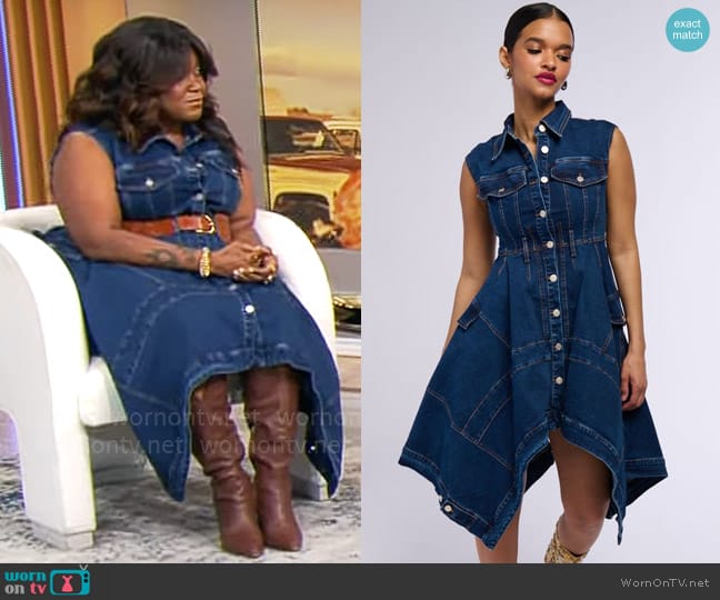 Akira Winona Denim Midi Dress worn by Brittney Spencer on CBS Mornings